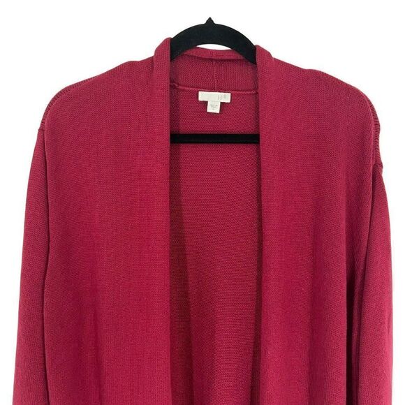 J Jill Side Zip Open Front Cardigan Burgundy Large - Picture 3 of 10